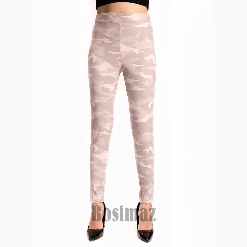 Quần Legging Nữ Bosimaz MS019 dài không túi màu trắng rằn ri cao cấp, thun co giãn 4 chiều, vải đẹp dày, thoáng mát.