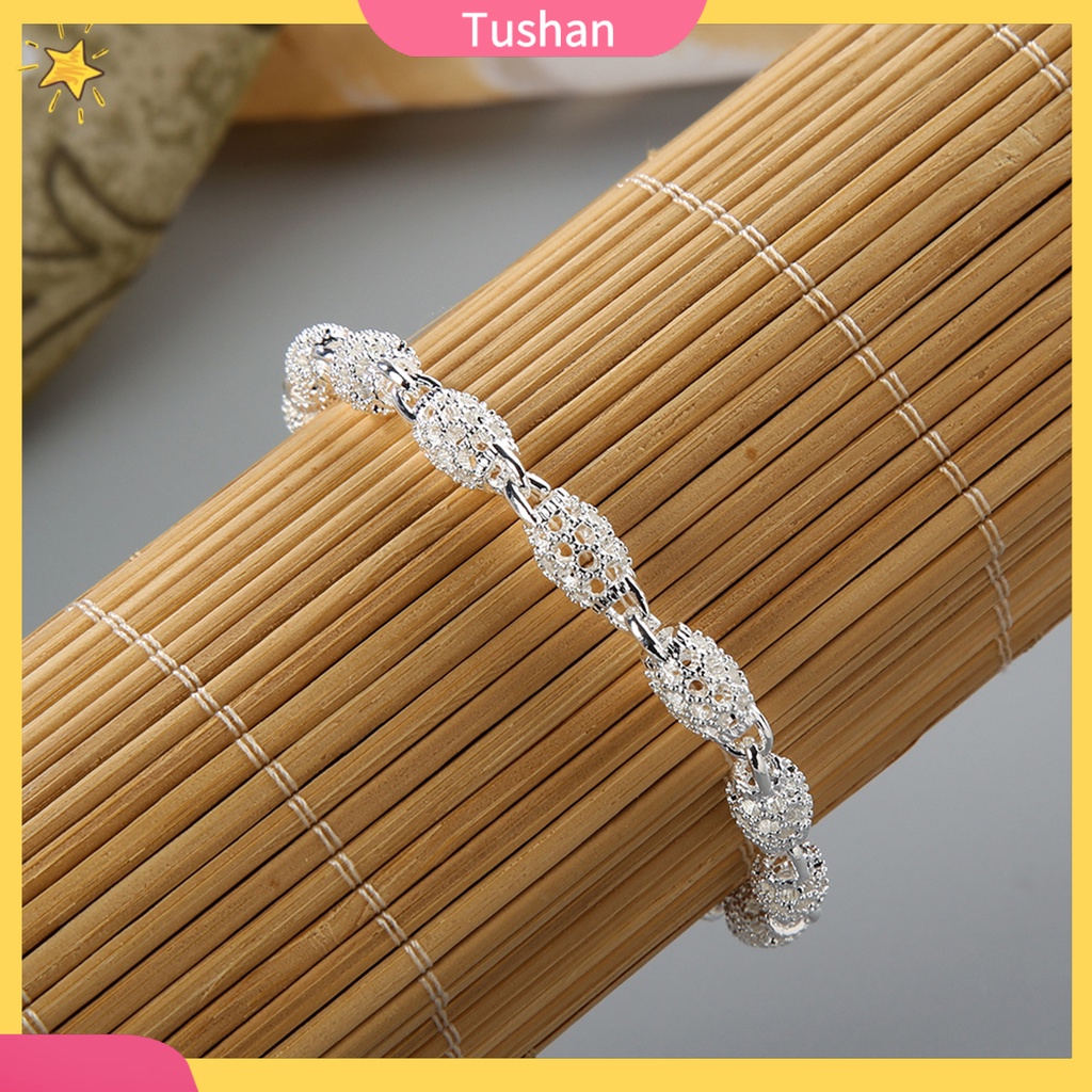 Vòng tay mạ bạc 925 dạng dây xích đính đá xinh xắn