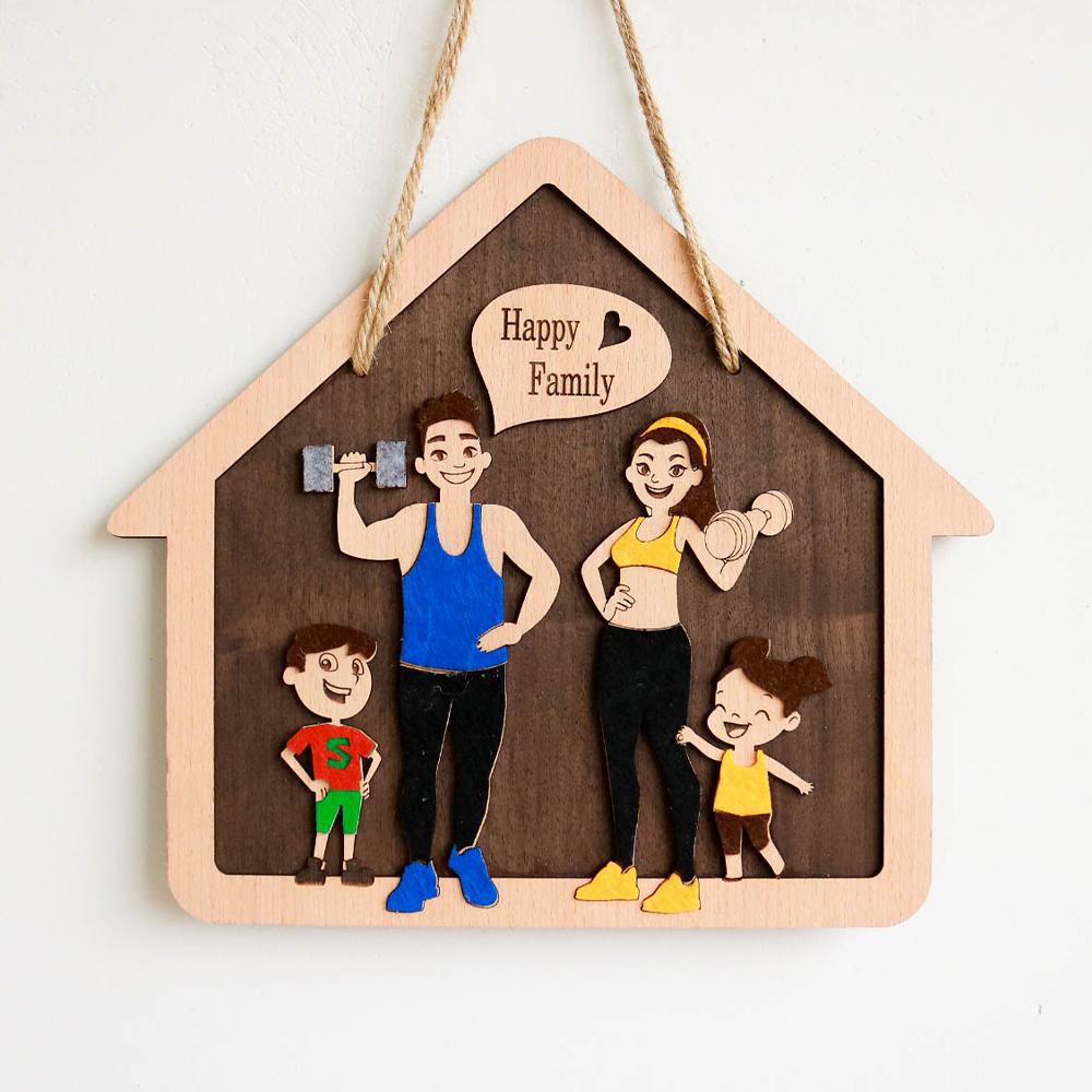 Bảng gỗ decor, bảng gỗ trang trí gia đình Happy Family siêu đẹp