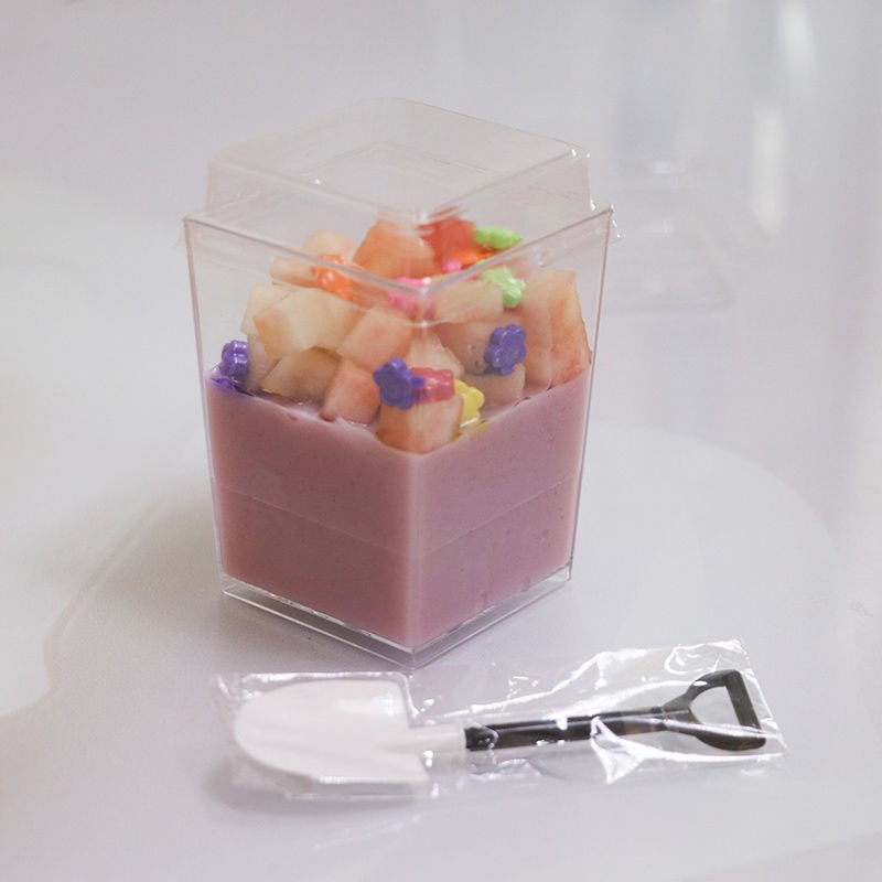 Cốc Nhựa Trong Suốt Hình Vuông Đựng Kem / Bánh Pudding / Mousse / Trái Cây