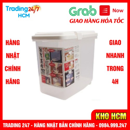 [Giao hàng HCM - 4h ] Thùng gạo 10kg nắp bật có bánh xe Nội địa Nhật Bản