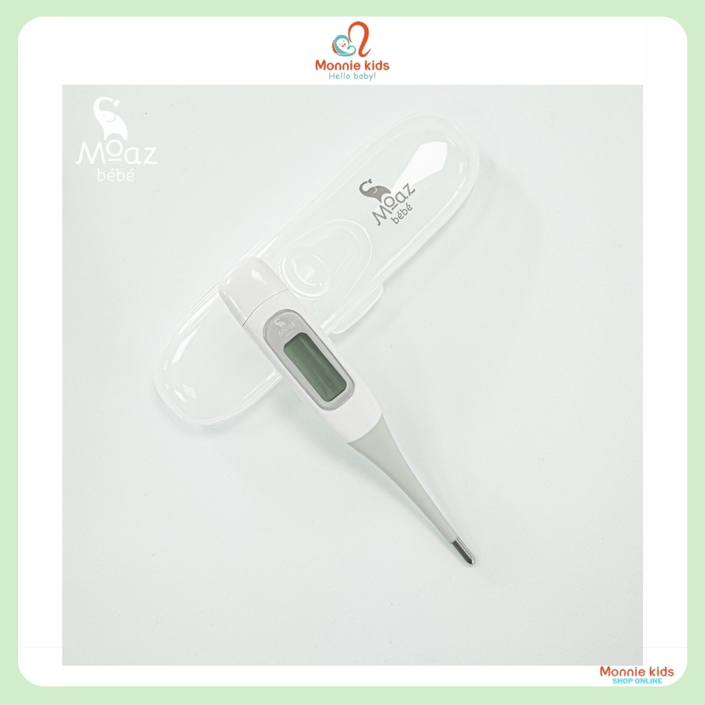 Nhiệt kế điện tử cho bé Moaz Bébé MB040, nhiệt kế đo nhiệt kẹp nách màn Led - Monnie Kids