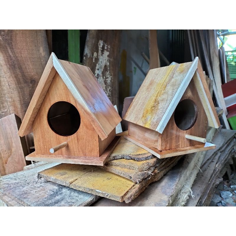 Tổ chim gỗ trang trí aviary , tổ tránh gió trú rét, tổ chim gỗ đẻ cho chim cảnh nhỏ kích thước 21×18×18cm