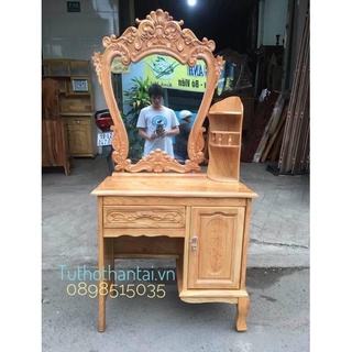 Bàn trang điểm gỗ gõ đỏ ngang 80cm