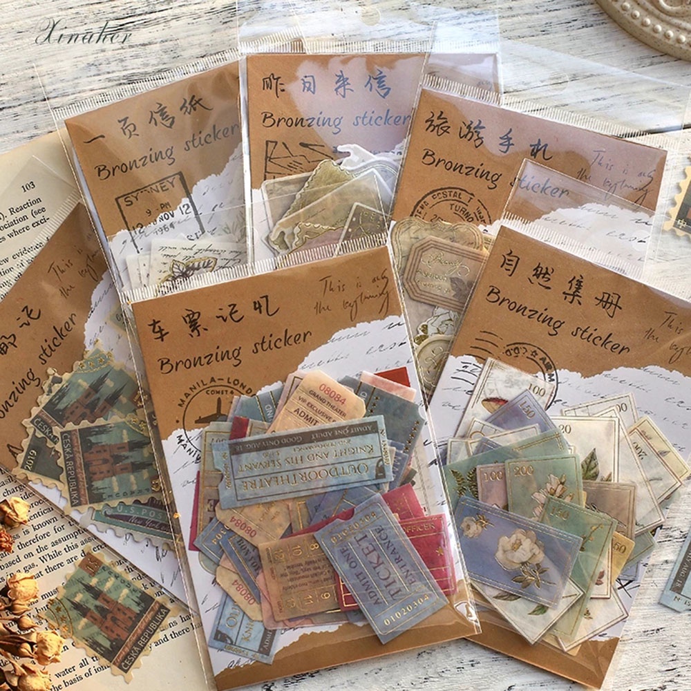 Bộ 40 Miếng Dán Trang Trí Sổ Tay Phong Cách Vintage Diy