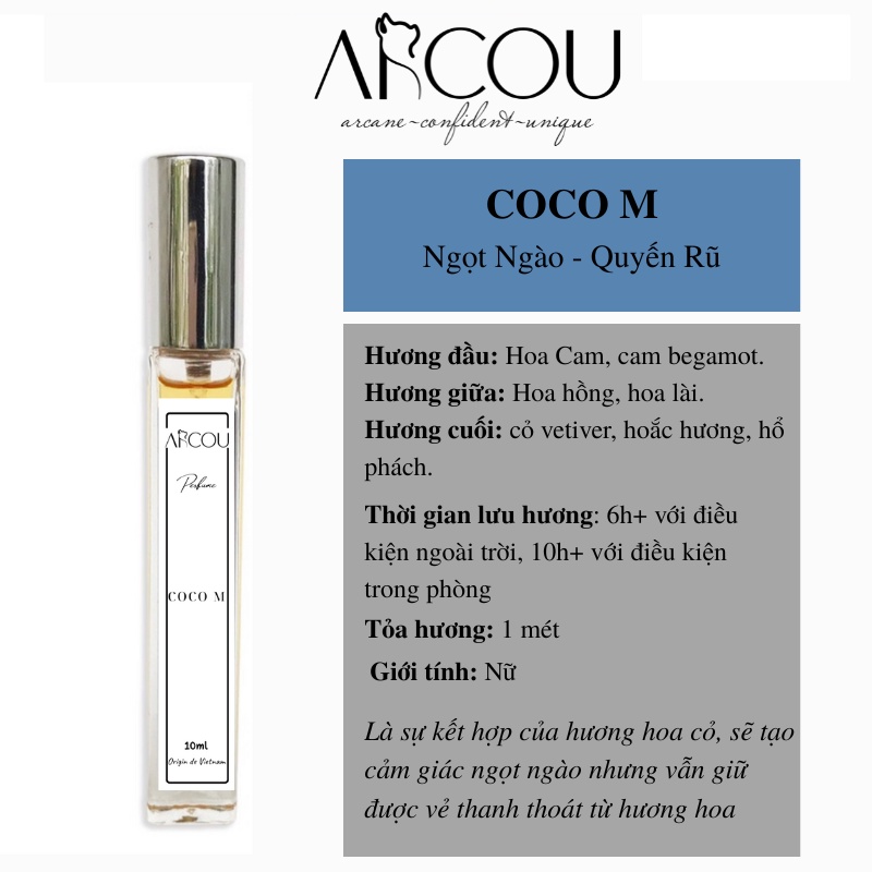 Tinh Dầu Nước Hoa Nữ Coco M Ngọt Ngào Và Quyến Rũ -  Nước Hoa EDP 25% Chính Hãng Thương Hiệu Arcou