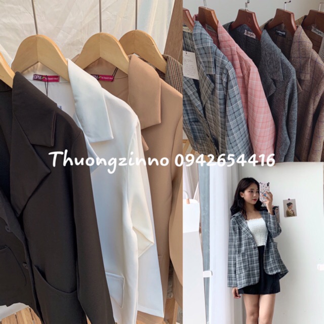 [Ảnh thật/Video] Áo blazer Trơn/kẻ nhiều màu Áo vest lịch sự