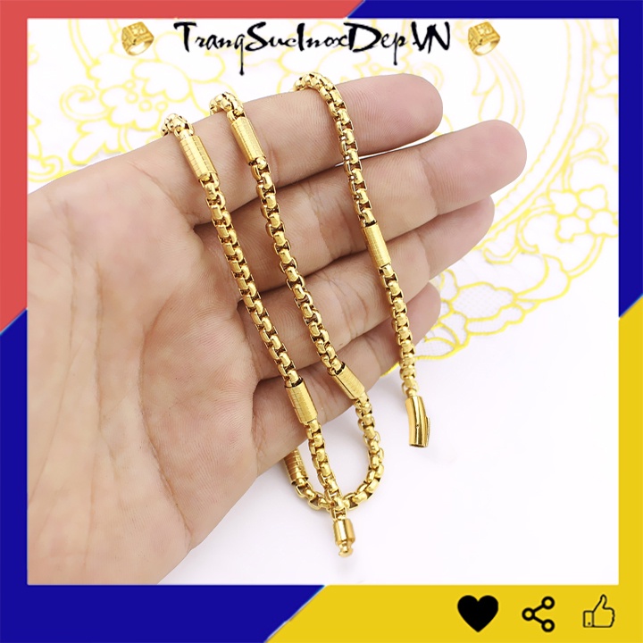 Dây chuyền inox 4 ly bọc khoen mạ vàng khóa gài Vip sáng đẹp, bền màu đem lại vẻ đẹp sang trọng cho người đeo