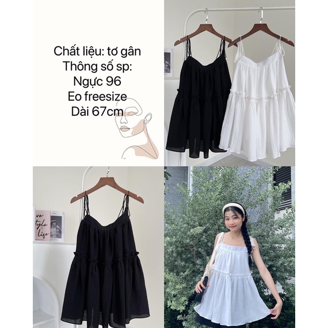 Áo hai dây babydoll chất xô mát - Áo hai dây boho dây cộ tua rua