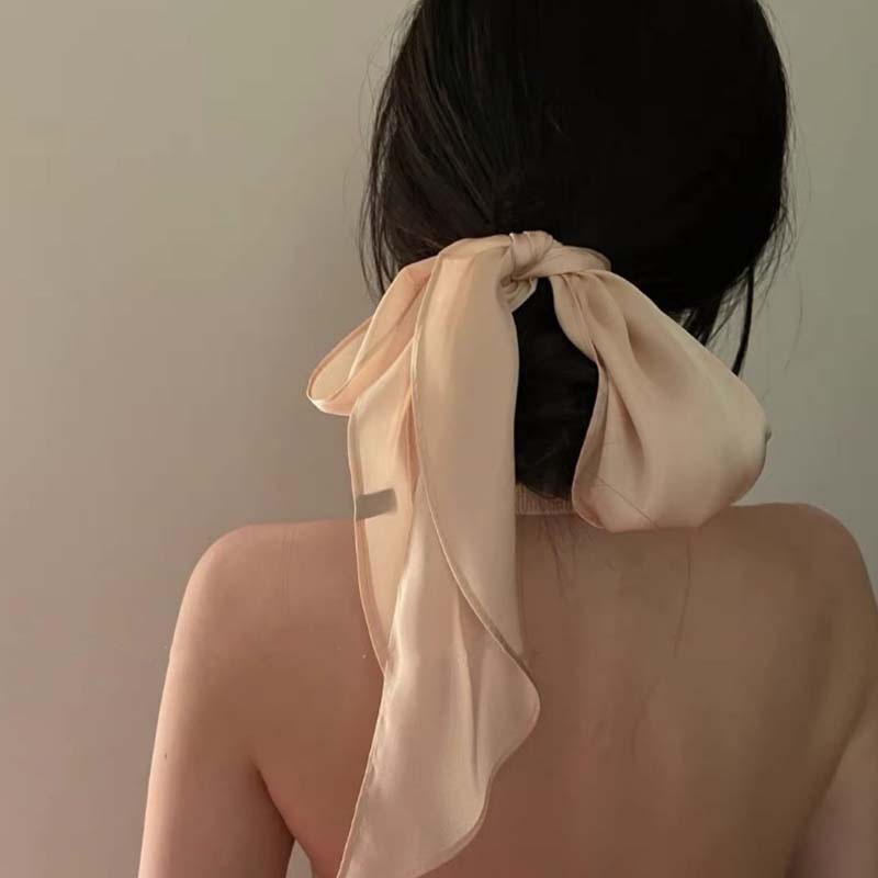 Dây buộc tóc đính nơ ruy băng lụa nhiều màu sắc