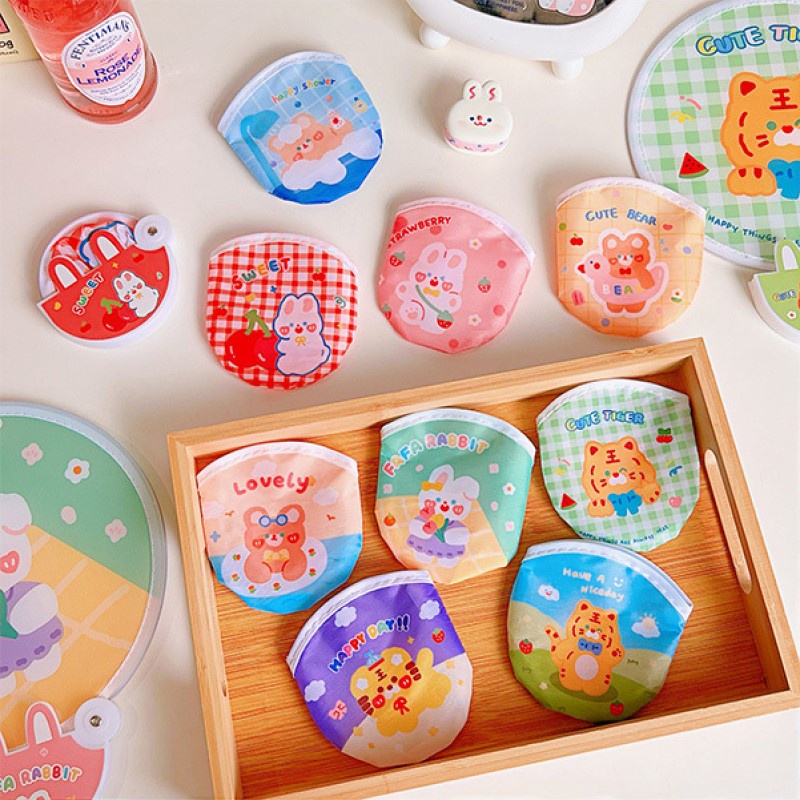 Quạt Xếp Mini Hình Gấu / Thỏ Dễ Thương Sáng Tạo Thích Hợp Làm Quà Tặng Cho Bạn Gái