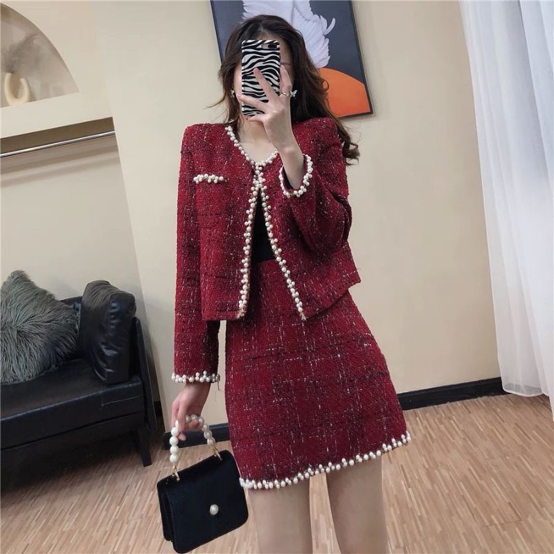 (SẴN) Set dạ viền ngọc