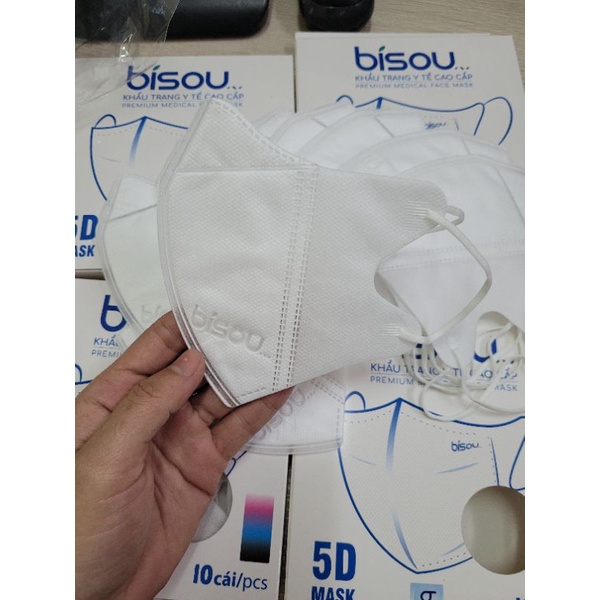 KHẨU TRANG 5D BISOU 4 LỚP GIẤY KHÁNG KHUẨN HỘP 10 CÁI [CHÍNH HÃNG]