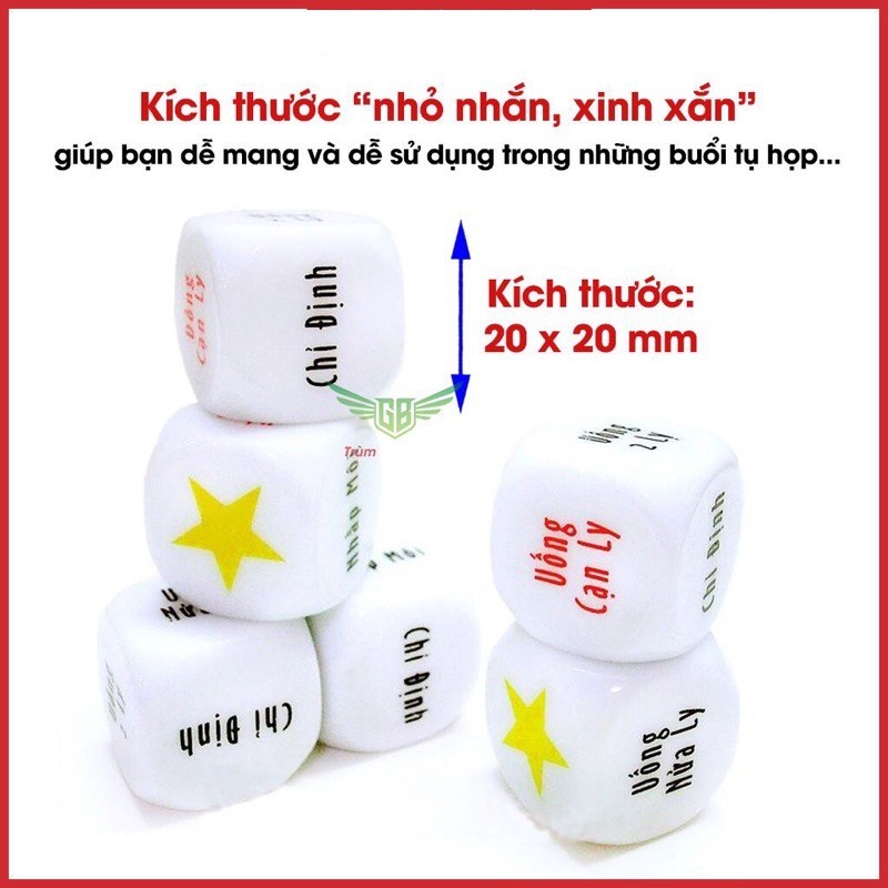 Bộ 4 Xúc Xắc Uống Bia Rượu Xí Ngầu Nhậu Tạo Không Khí Vui Vẻ 2x2cm