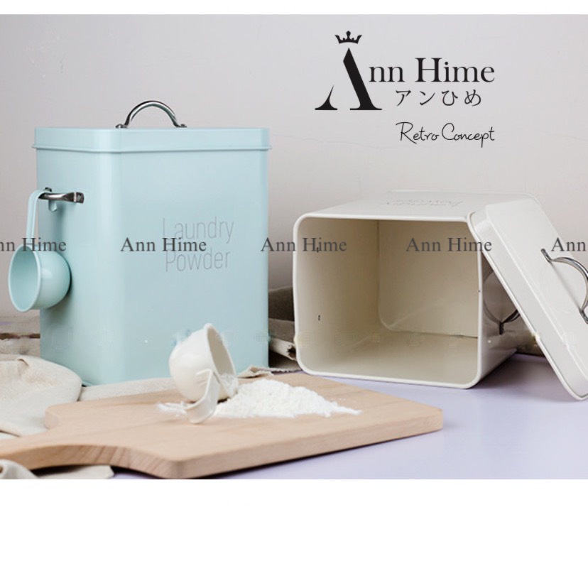 Thùng Đựng Gạo & Thực Phẩm Khô Bằng Kim Loại Vintage Nắp Kín