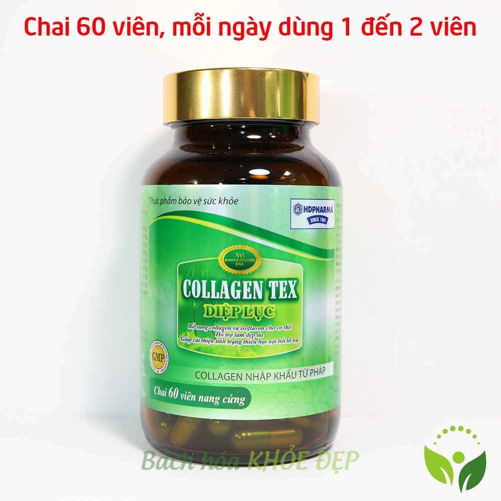 Viên uống Collagen Diệp Lục HDPHARMA làm đẹp da, chống lão hóa, ngừa nếp nhăn - Hộp 60 viên dùng 2 tháng