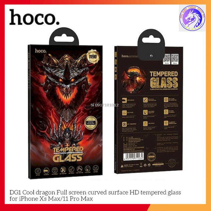 KÍNH CƯỜNG LỰC HOCO 119D IPHONE IP 6+, IP 6s+, IP7, IP8, IP7+, IP8+... 12PROMAX Dragon DG1 - FULL màn CÓ THỂ BẺ CONG