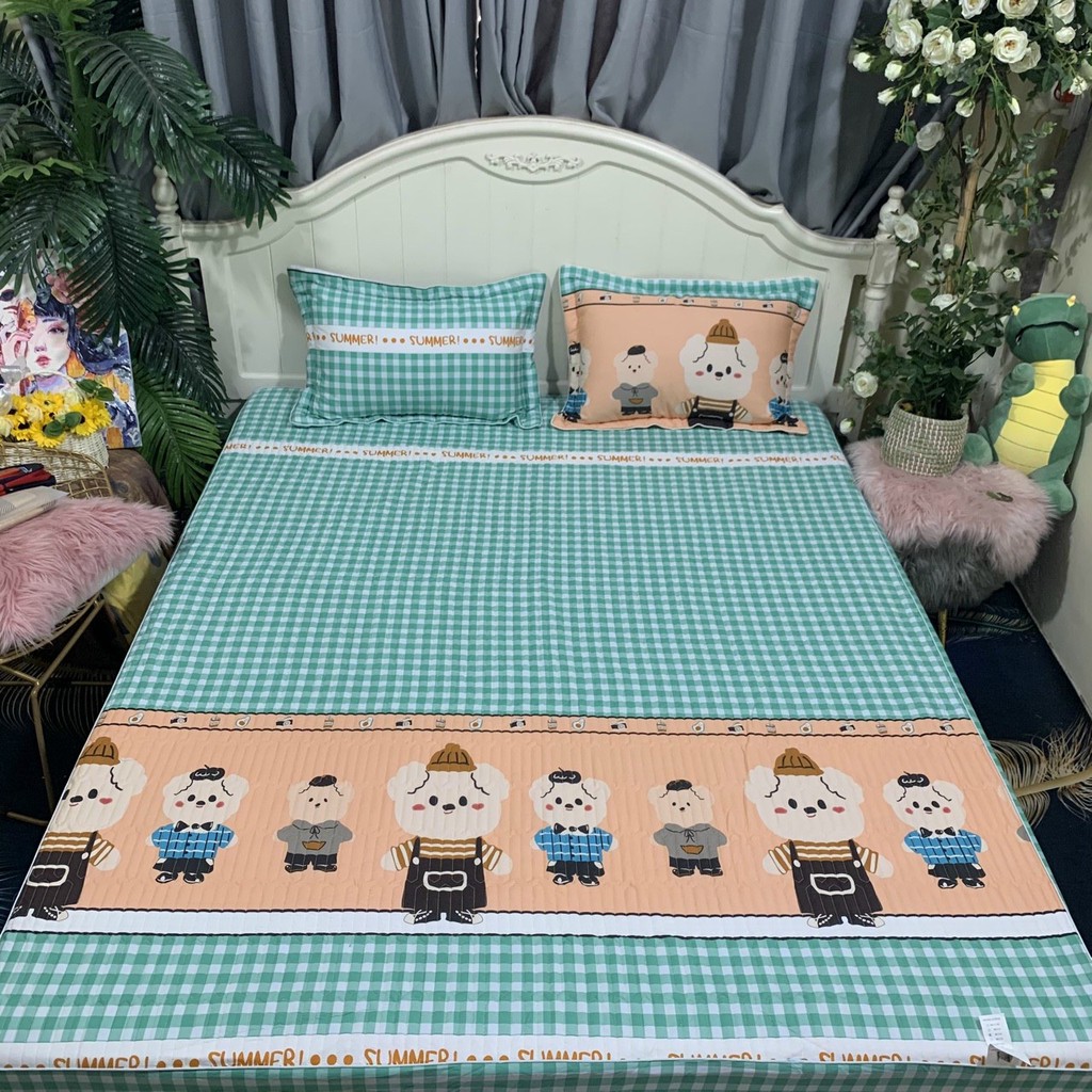 Set Ga Cotton Chun Trần Bông Bambiloo Cao Cấp Kèm Hai Vỏ Gối | BigBuy360 - bigbuy360.vn