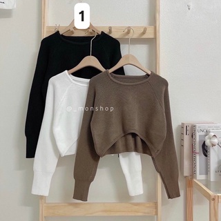 Áo crop len tay dài