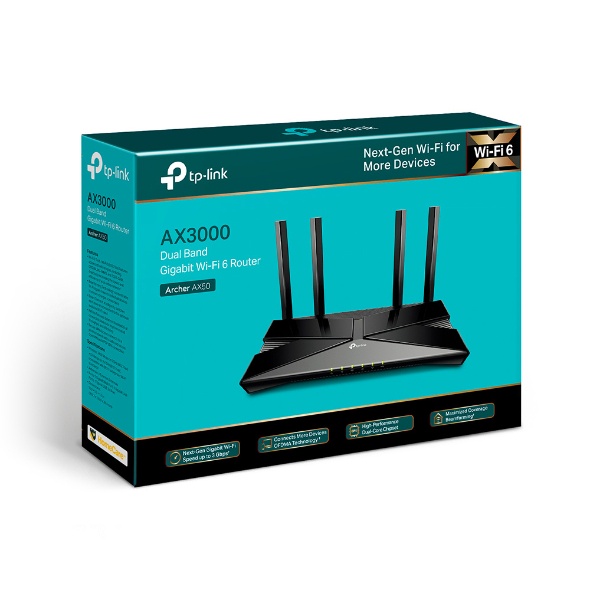 Bộ Phát Wifi TP-Link Archer AX50 Wifi 6 Gigabit Băng Tần Kép AX 3000Mbps