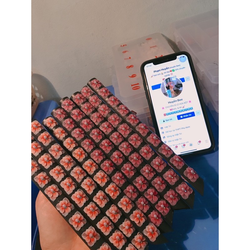 Hoa bột gắn móng hoa chân HUYEN ANH SHOP NAIL HUYỀN ANH