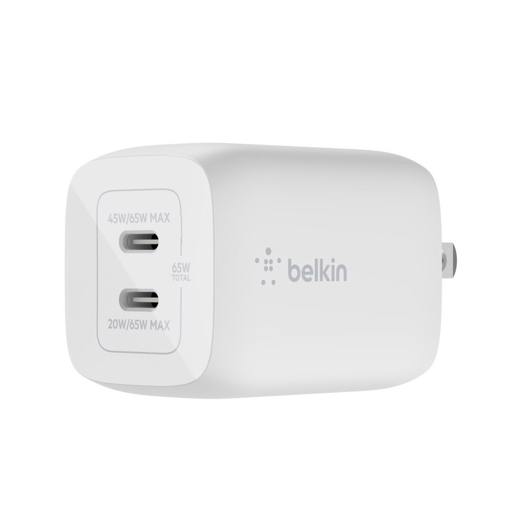 Sạc BOOST↑CHARGE PRO GaN Belkin 65W - 2 cổng USB-C PD 3.0 PPS