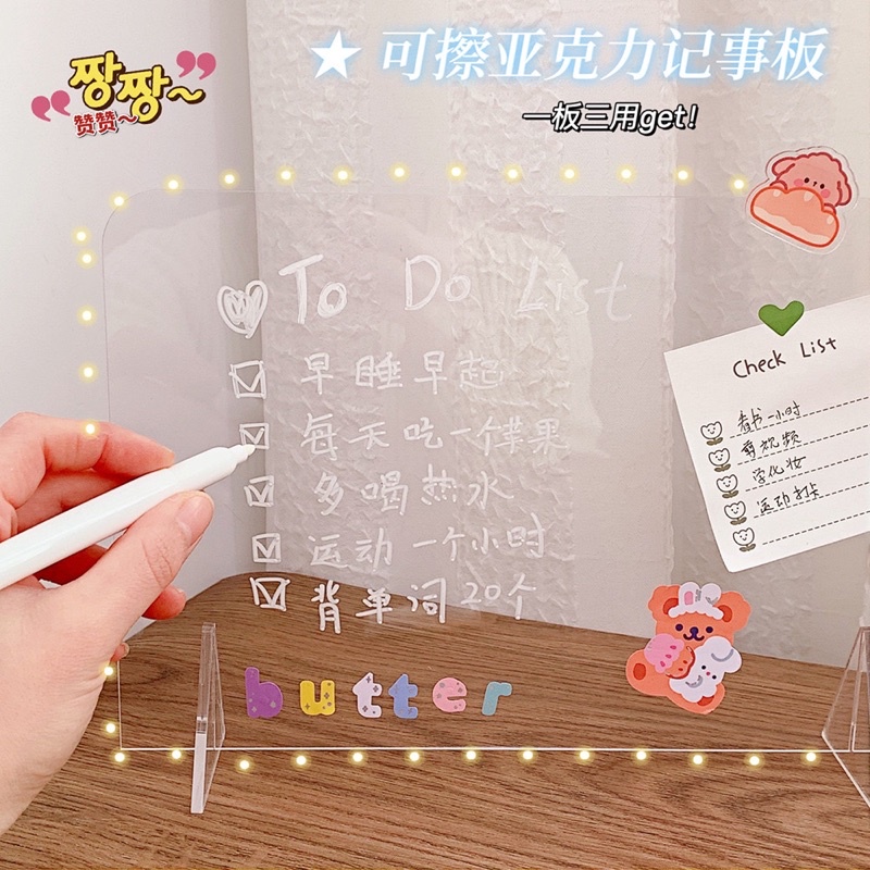 Bảng ghi chú trong suốt để bàn chất liệu nhựa mica để note lịch làm việc có thể tẩy xóa