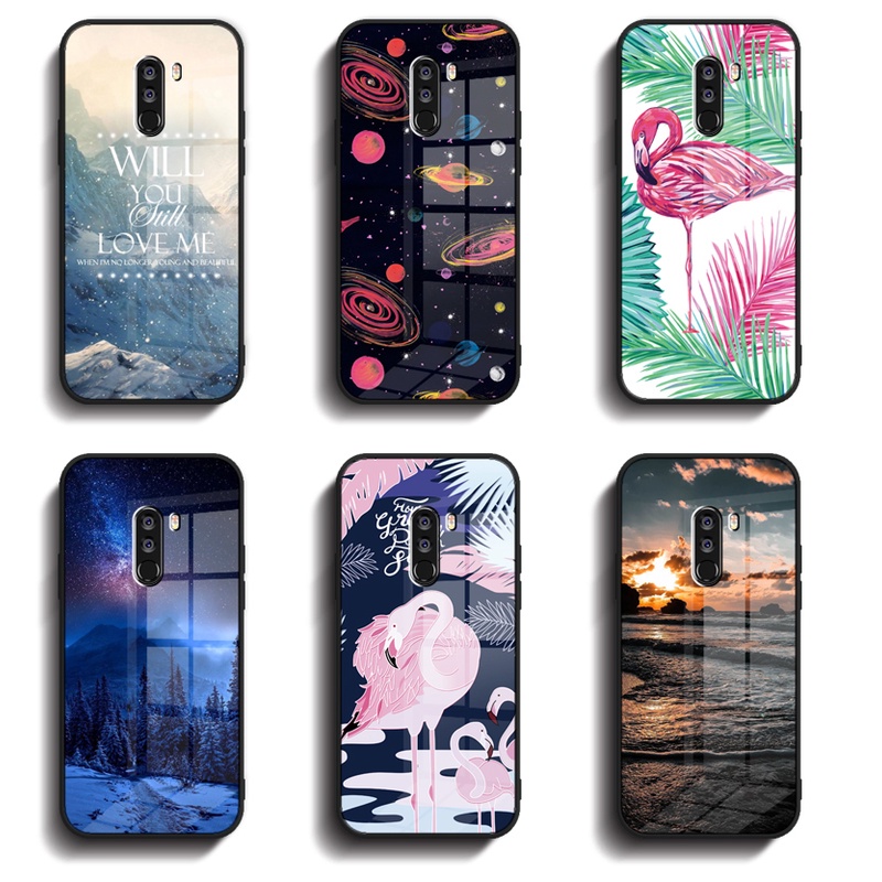 Ốp Điện Thoại Kính Cường Lực Viền Silicon Mềm Cho Xiaomi Pocophone POCO F1 Edge