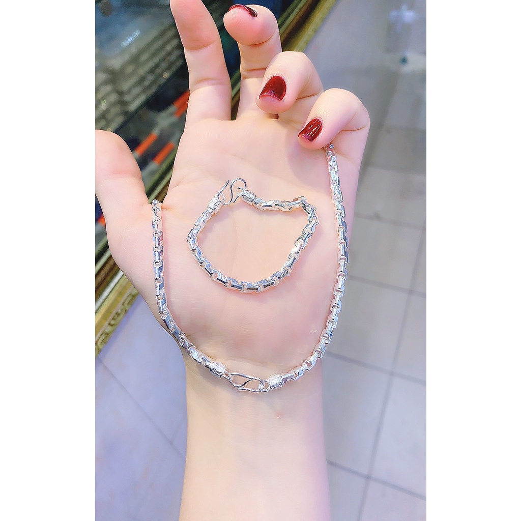 Bộ dây chuyền lắc tay bạc và dây chuyền bạc ta cho bé trai-Minh Tâm Jewelry