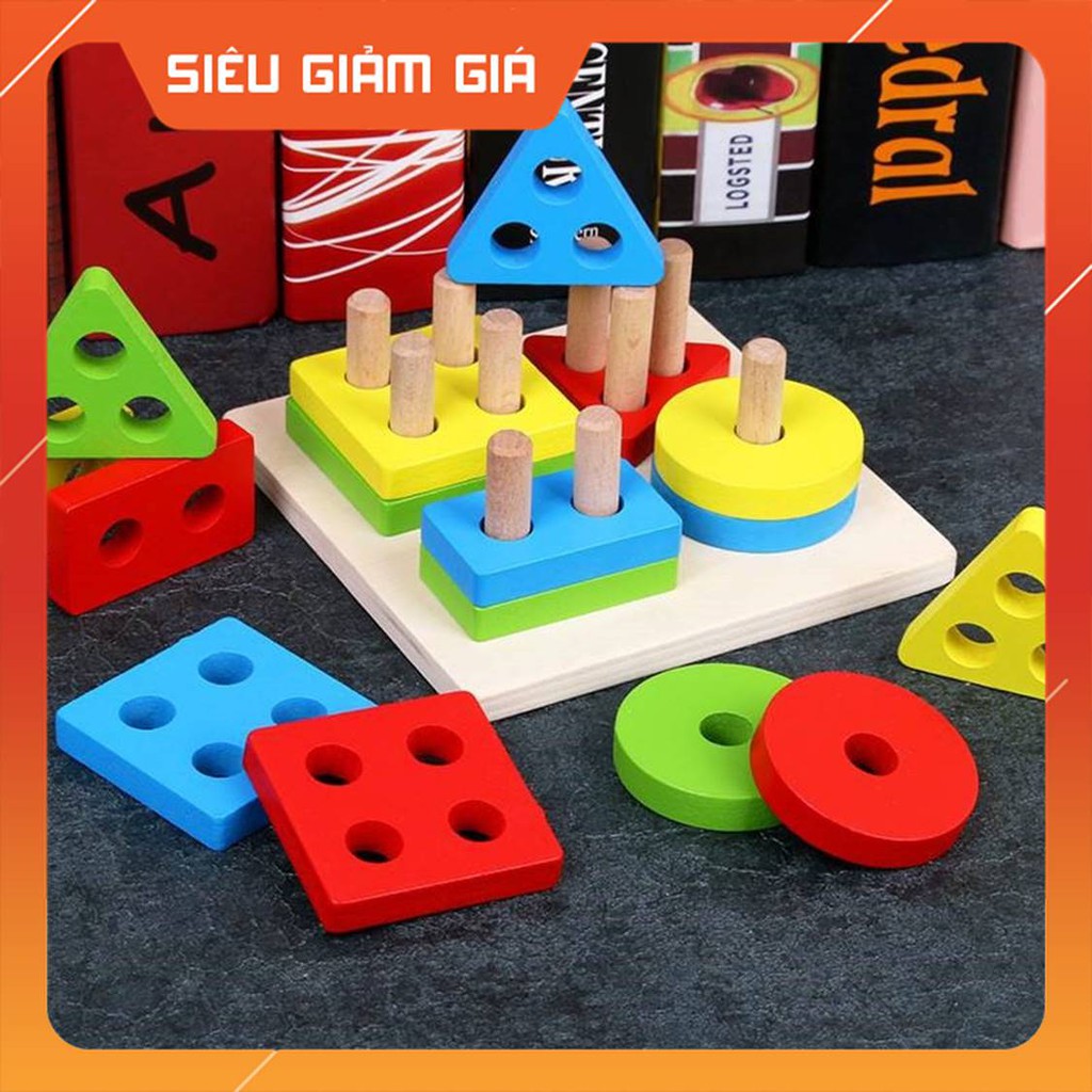 [HCM-GIÁ SỈ] 🔥 Bảng Chuỗi Thả Hình Shape String  🔥 Đồ Chơi Gỗ Montessori Cho Bé Học Hình Khối, Màu Sắc