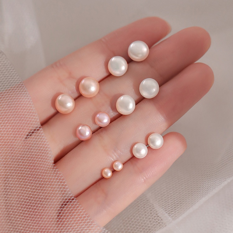 Bông tai bạc s925 nhiều size, bông tai ngọc trai nhân tạo trang sức bạc Hasa