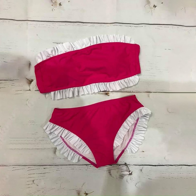 Bikini 2 mảnh viền bèo trắng thun lạnh có dãn 4 chiều 1 đổi 1 ảnh thật 100% QP027