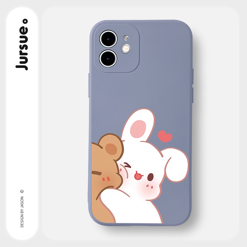 Ốp lưng JURSUE hoạt hình cặp đôi dễ thương đẹp cho iPhone 13 12 11 Pro Max SE 2020 X XR XS 8 7 ip 6S 6 Plus Y2031