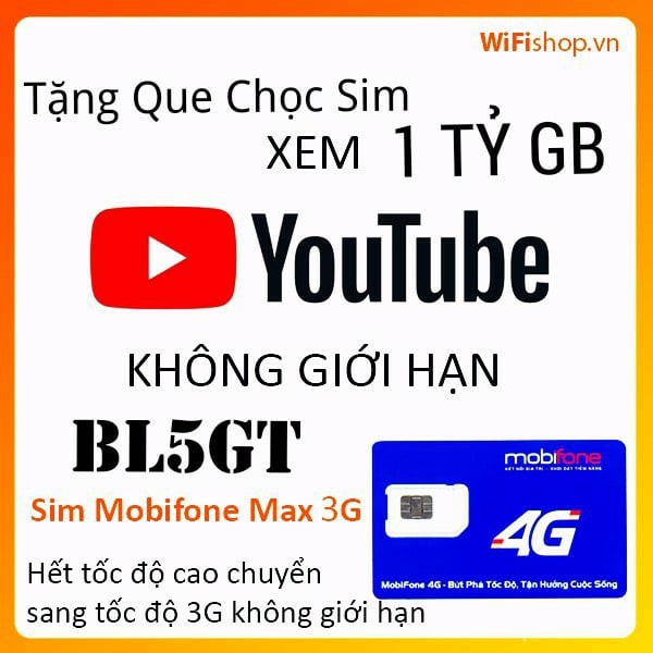 🔥SIM CHÍNH HÃNG🔥 SIM MOBIFONE 4G BL5GT, DIP50 Max băng thông vào mạng thả ga không giới hạn gb