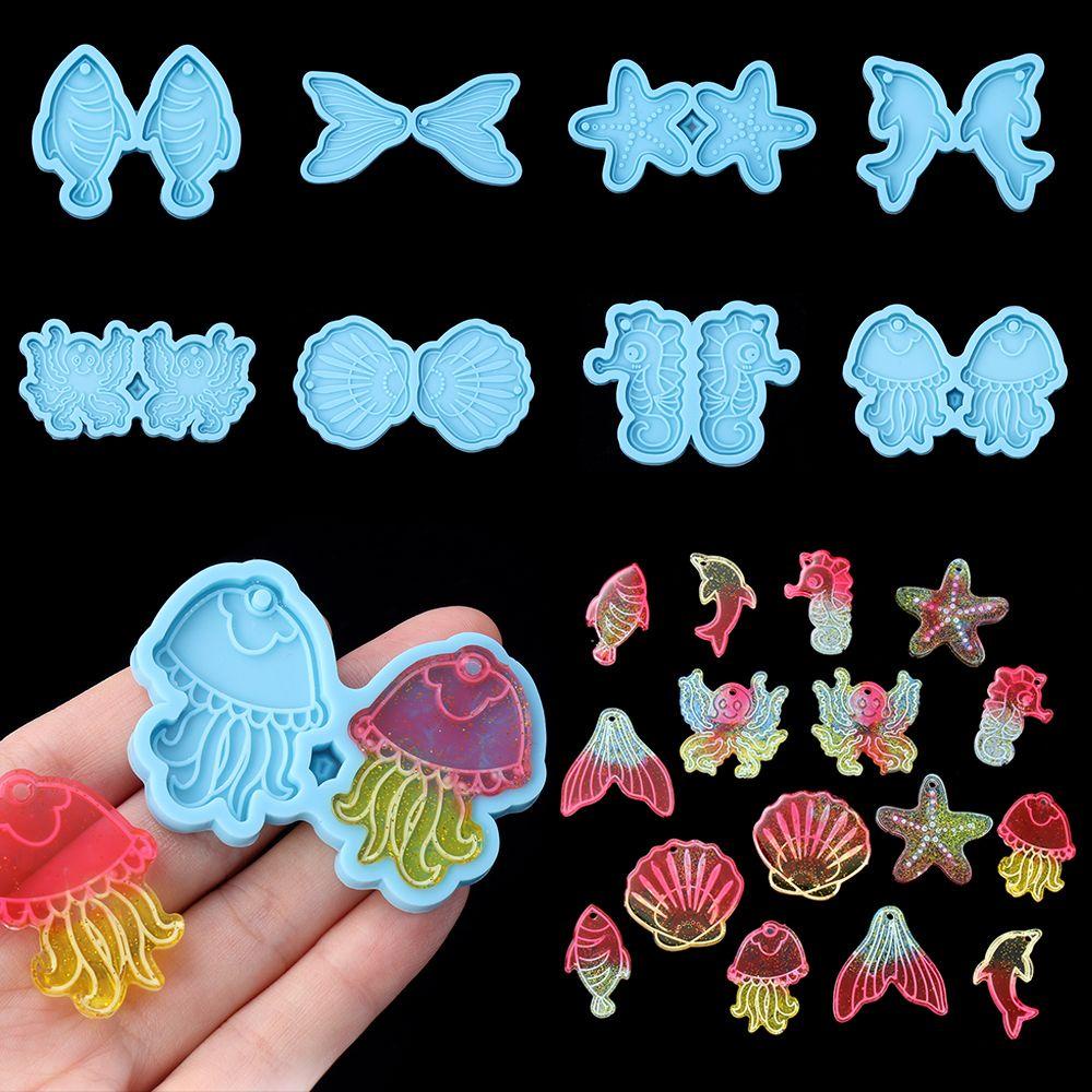 Khuôn Silicone Làm Bông Tai Epoxy UV Hình Sứa Biển DIY