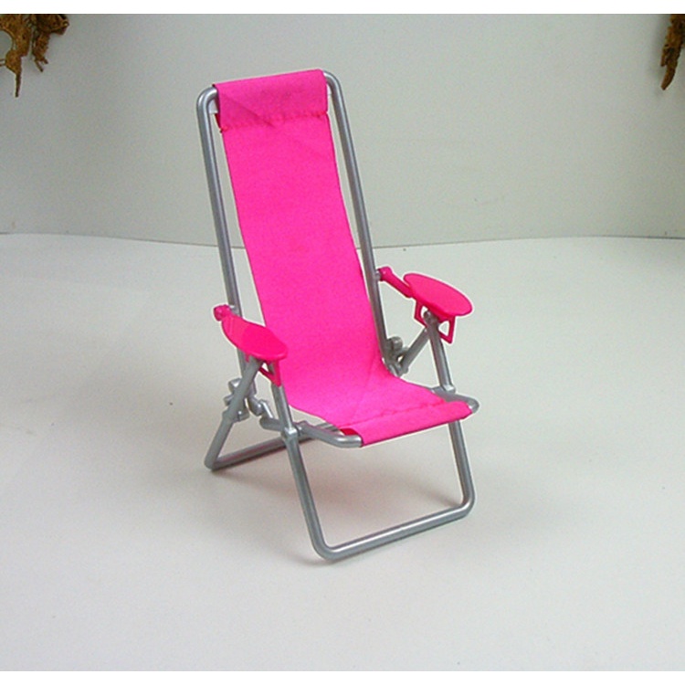 Mô hình ghế xếp tựa trắng hồng phụ kiện trang trí nhà búp bê