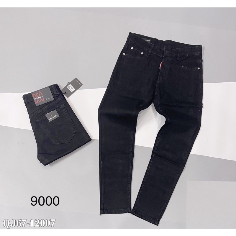 Quần jean đen nam trơn rách gối đơn giản