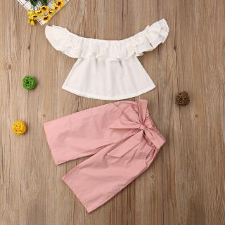 Set Áo Croptop Trễ Vai + Quần Dài Cho Bé
