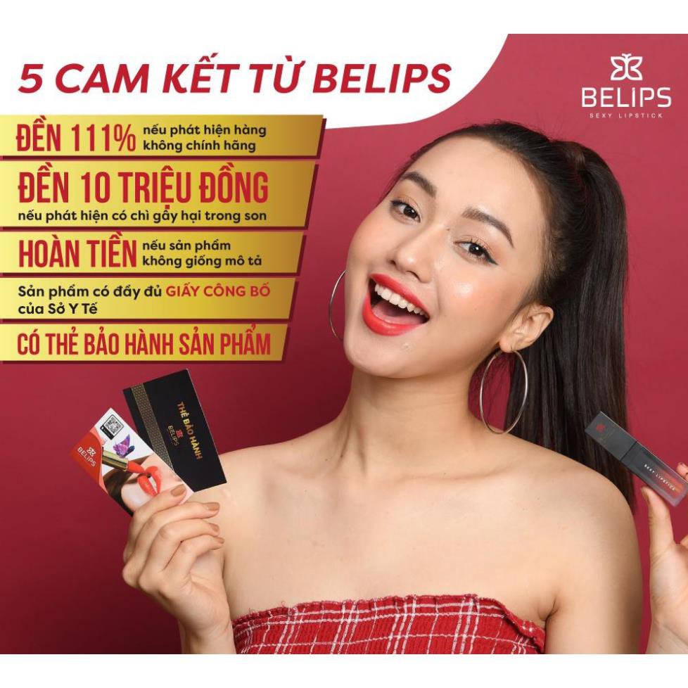 Son Kem Lì Màu Call Me Baby Đỏ Hoa Hồng Belips Sexy Lipstick Không Chì (3,7G)