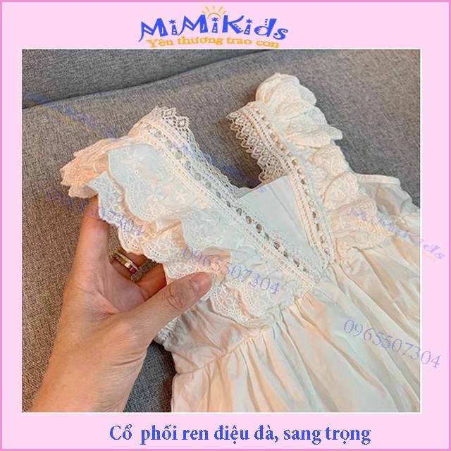 THANH LÝ Váy đầm đi biển/Đầm sát nách bé gái 1-6 tuổi, vải cotton thô màu trắng