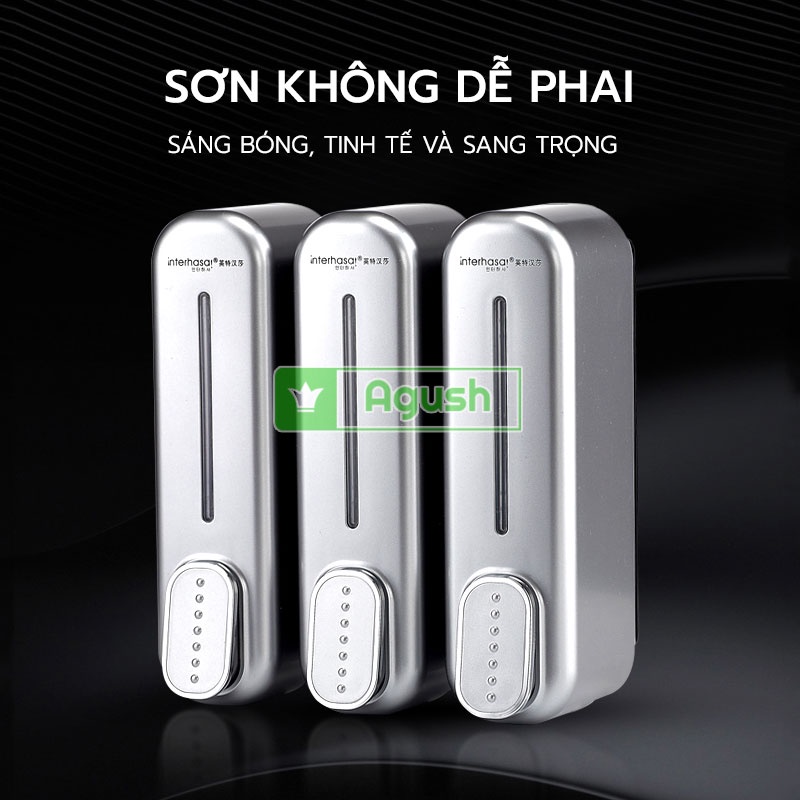 Bình đựng xà phòng nước rửa tay dạng xịt INTERHASA F7020 trắng lọ 350ml đồ gắn dán treo tường xà bông rửa chén bát