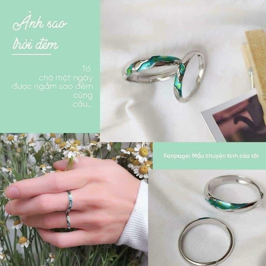 Nhẫn bạc Ánh sao trời đêm- Nhẫn bạc cặp đôi Fullbox - Mẩu chuyện tình của tôi