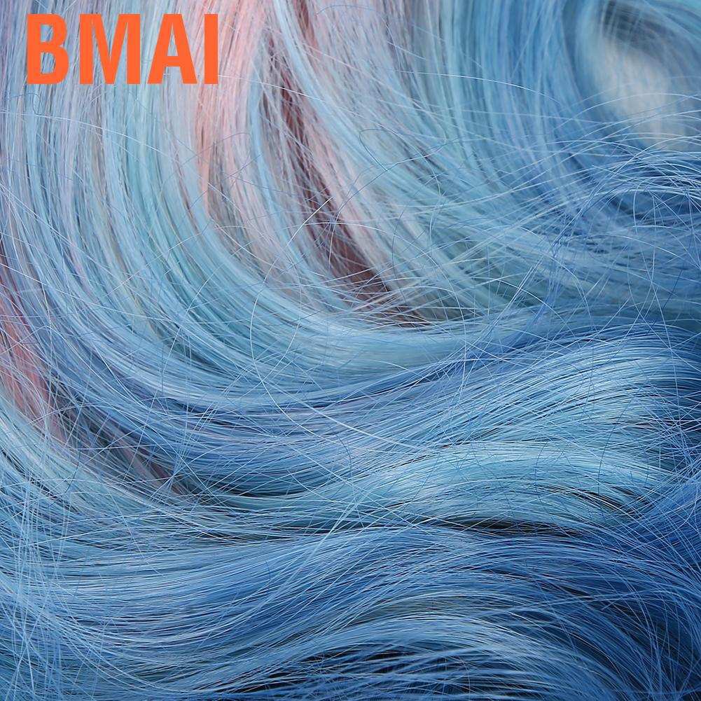 Bmai Hair Wigs  Long Curly Wavy Women Female Synthetic Purple Blue Gradient