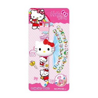 Đồng hồ chiếu 24 hình mèo Kitty mặt đồng hổ 3D