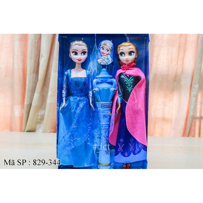 Búp bê baby 2 con người tuyết Elsa + Anna, quyền trượng nhạc đèn 829-344