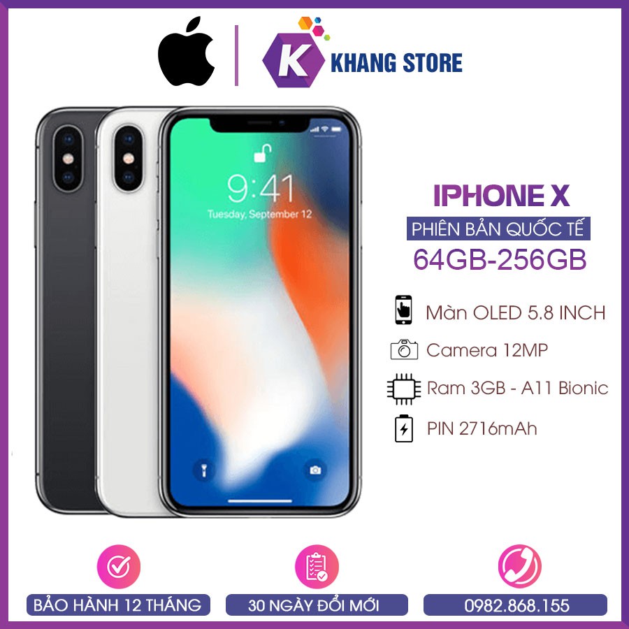 Điện Thoại iPhone X Quốc Tế 64GB|256GB Mới 99%-Hàng Chính Hãng