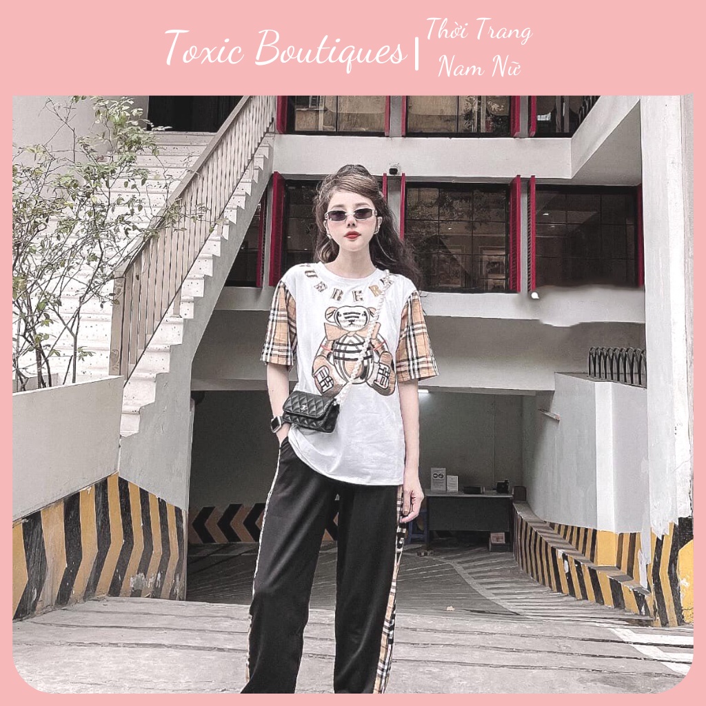 Bộ thể thao nữ BBR TOXIC kèm quần kẻ chữ trẻ trung năng động Freesize hot 2022