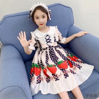 Đầm lolita trái dâu siêu đáng yêu dành cho bé gái từ 13 - 45 kg