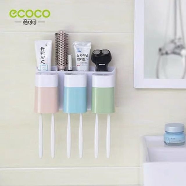 Kệ cắm chải 3 cốc ECOCO không cần khoan tường  1402