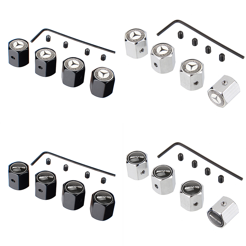4 Nắp Van Bánh Xe Hơi mercedes benz amg brabus apple tree logo w210 w203 w204 w202 w176 Bằng Hợp Kim